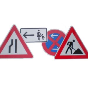 Bauschilder; Senkrechtbaken; Warnleuchten; Leitkegel